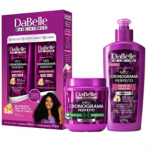 Kit DaBelle Meu Cronograma Perfeito: Shampoo 410ml e Condicionador 175ml + Máscara de Hidratação, Creme de Pentear