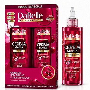 Kit DaBelle Cereja Mania: Shampoo 410ml e Condicionador 175ml + Máscara Líquida Lamelar 200ml