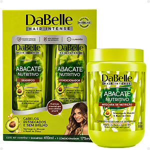 Kit DaBelle Abacate Nutritivo: Shampoo 410ml e Condicionador 175ml+ Máscara De Nutrição 800g