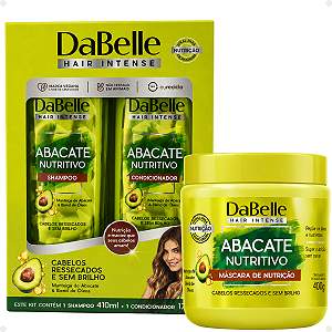 Kit DaBelle Abacate Nutritivo: Shampoo 410ml e Condicionador 175ml+ Máscara De Nutrição 400g