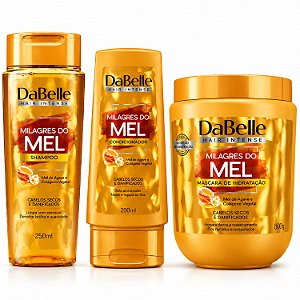 Kit DaBelle Milagres do Mel: Shampoo 250ml e Condicionador 200ml + Máscara de Hidratação 800g