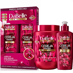 Kit DaBelle Cereja Mania: Shampoo 410ml e Condicionador 175ml + Máscara 800g, Creme De Pentear