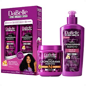 Kit DaBelle Meu Cronograma Perfeito: Shampoo 410ml e Condicionador 175ml + Máscara de Nutrição, Creme de Pentear
