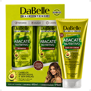 Kit DaBelle Abacate Nutritivo: Shampoo 410ml e Condicionador 175ml+ Óleo Em Crem 190ml