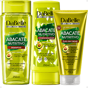 Kit DaBelle Abacate Nutritivo: Shampoo 250ml, Condicionador 200ml e Óleo Em Creme 190ml