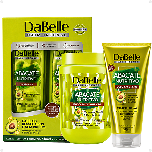 Kit DaBelle Abacate Nutritivo: Shampoo 410ml e Condicionador 175ml+ Máscara De Nutrição 800g, Óleo Em Creme 190ml