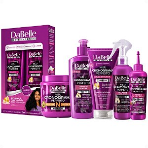 Kit DaBelle Meu Cronograma Perfeito: Shampoo 410ml e Condicionador 175ml + Máscara de Nutrição, Creme de Pentear, Óleo em Creme, Selante, Tônico