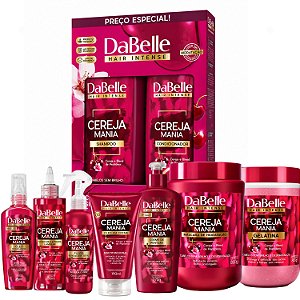 Kit Completo DaBelle Cereja Mania: Com Shampoo 410ml e Condicionador 175ml + Máscara 800g e Finalizadores