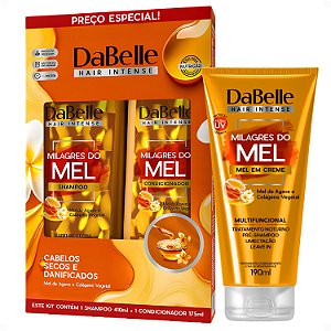 Kit DaBelle Milagres Do Mel: Shampoo 410ml e Condicionador 175ml + Mel Em Creme