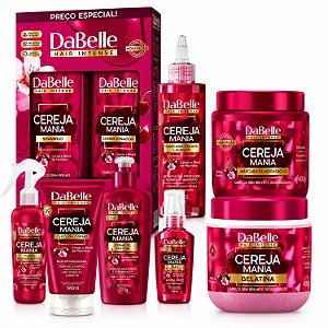 Kit Completo DaBelle Cereja Mania: Com Shampoo 410ml e Condicionador 175ml + Máscara 400g e Finalizadores