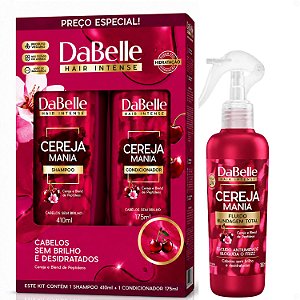 Kit DaBelle Cereja Mania: Shampoo 410ml e Condicionador 175ml + Fluido Blindagem Total 180ml