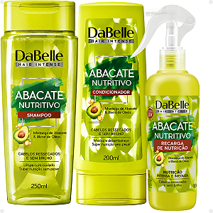 Kit DaBelle Abacate Nutritivo: Shampoo 250ml,Condicionador 200ml e Recarga de Nutrição 180ml