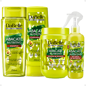 Kit DaBelle Abacate Nutritivo: Shampoo 250ml, Condicionador 200ml, Máscara De Nutrição 800g e Recarga de Nutrição 180ml