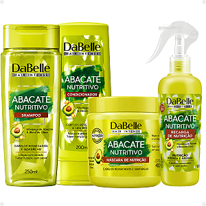 Kit DaBelle Abacate Nutritivo: Shampoo 250ml, Condicionador 200ml, Máscara Nutritiva 400g e Recarga de Nutrição 180ml