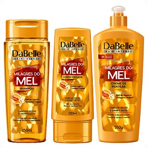 Kit DaBelle Milagres Do Mel: Shampoo 250ml e Condicionador 200ml + Creme De Pentear 550g