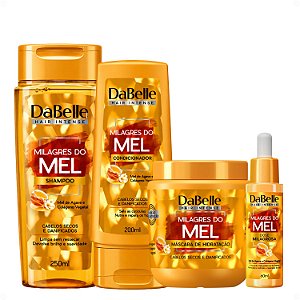 Kit DaBelle Milagres Do Mel: Shampoo 250ml e Condicionador 200ml + Máscara De Hidratação 400g + Dose Milagrosa 60 ml
