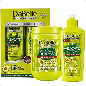 Kit DaBelle Abacate Nutritivo: Shampoo 410ml e Condicionador 175ml+ Máscara de Nutrição 800g, Creme de Pentear 270g