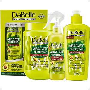 Kit DaBelle Abacate Nutritivo: Shampoo 410ml e Condicionador 175ml+ Máscara de Nutrição 800g, Recarga de Nutrição 180ml,Creme de Pentear 270g
