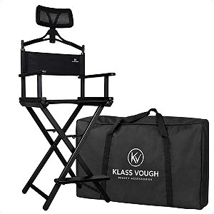 Cadeira De Maquiagem Portátil Klass Vough com Encosto de Cabeça e Bolsa Transporte Preta Dc-011bl