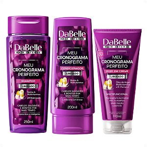 Kit DaBelle Meu Cronograma Perfeito: Shampoo 250ml e Condicionador 200ml + Óleo Em Creme
