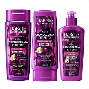 Kit DaBelle Meu Cronograma Perfeito: Shampoo 250ml e Condicionador 200ml + Creme de Pentear