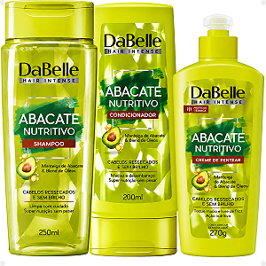 Kit DaBelle Abacate Nutritivo: Shampoo 250ml, Condicionador 200ml e Creme de Pentear 270g