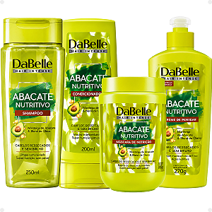 Kit DaBelle Abacate Nutritivo: Shampoo 250ml, Condicionador 200ml, Máscara de Nutrição 800g e Creme de Pentear 270g