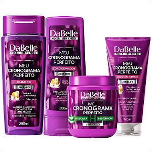Kit DaBelle Meu Cronograma Perfeito: Shampoo 250ml e Condicionador 200ml + Máscara de Hidratação, Óleo em Creme