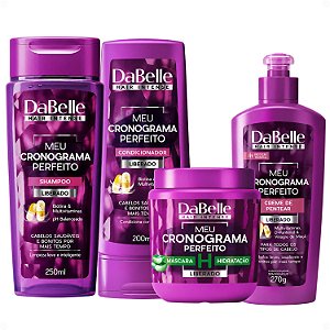 Kit DaBelle Meu Cronograma Perfeito: Shampoo 250ml e Condicionador 200ml + Máscara de Hidratação, Creme de Pentear