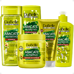 Kit DaBelle Abacate Nutritivo: Shampoo 250ml e Condicionador 200ml+ Máscara 400g, Óleo em Creme, Creme de Pentear