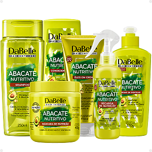 Kit DaBelle Abacate Nutritivo: Shampoo 250ml e Condicionador 200ml+ Máscara 400g,Recarga, Óleo em Creme, Creme de Pentear