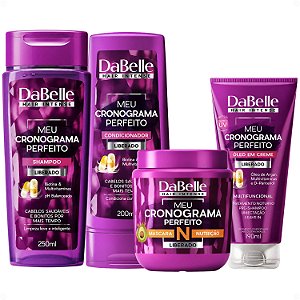 Kit DaBelle Meu Cronograma Perfeito: Shampoo 250ml e Condicionador 200ml + Máscara de Nutrição, Óleo em Creme