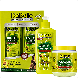 Kit DaBelle Abacate Nutritivo: Shampoo 410ml e Condicionador 175ml+ Creme de Pentear 270g, Gelatina 400g