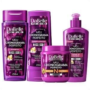 Kit DaBelle Meu Cronograma Perfeito: Shampoo 250ml e Condicionador 200ml + Máscara de Nutrição, Creme de Pentear