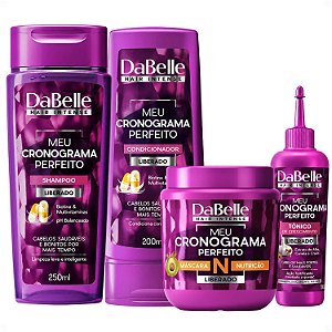 Kit DaBelle Meu Cronograma Perfeito: Shampoo 250ml e Condicionador 200ml + Máscara de Nutrição, Tônico