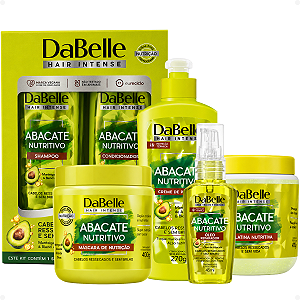Kit DaBelle Abacate Nutritivo: Shampoo 410ml e Condicionador 175ml+ Máscara 400g, Creme de Pentear 270g, Gelatina 400g, Óleo Reparador 45ml