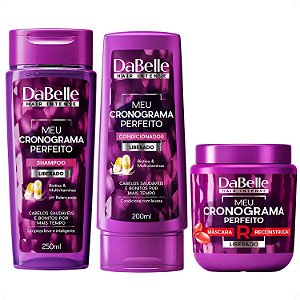 Kit DaBelle Meu Cronograma Perfeito: Shampoo 250ml e Condicionador 200ml + Máscara de Reconstrução