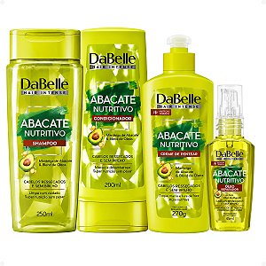 Kit DaBelle Abacate Nutritivo: Shampoo 250ml, Condicionador 200ml, Creme de Pentear 270g e Óleo Reparador 45ml