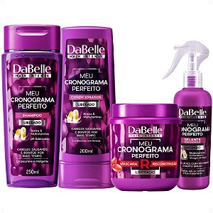Kit DaBelle Meu Cronograma Perfeito: Shampoo 250ml e Condicionador 200ml + Máscara de Reconstrução, Selante