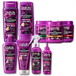 Kit Completo DaBelle Meu Cronograma Perfeito: Com Shampoo 250ml e Condicionador 200ml + Máscaras 400g e Finalizadores