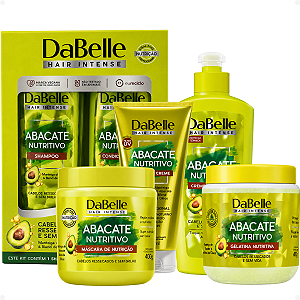 Kit DaBelle Abacate Nutritivo: Shampoo 410ml e Condicionador 175ml+ Máscara 400g, Óleo em Creme 190ml, Creme de Pentear 270g, Gelatina 400g