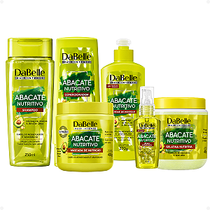 Kit DaBelle Abacate Nutritivo: Shampoo 250ml, Condicionador 200ml, Máscara 400g, Creme de Pentear 270g, Gelatina 400g e Óleo Reparador 45ml