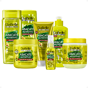 Kit DaBelle Abacate Nutritivo: Shampoo 250ml, Condicionador 200ml, Óleo em creme 190ml,Máscara 400g, Creme de Pentear 270g, Gelatina 400g e Óleo Reparador 45ml