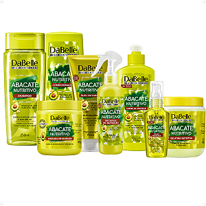 Kit DaBelle Abacate Nutritivo: Shampoo 250ml, Condicionador 200ml,Recarga,Óleo em Creme, Máscara 400g, Creme de Pentear 270g, Gelatina 400g e Óleo Reparador 45ml