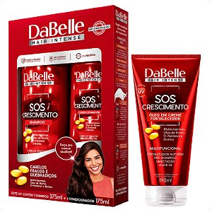 Kit DaBelle Sos Crescimento: Shampoo 375ml e Condicionador 175ml + Óleo em Creme Fortalecedor