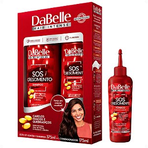 Kit DaBelle Sos Crescimento: Shampoo 375ml e Condicionador 175ml + Tônico Fortificante