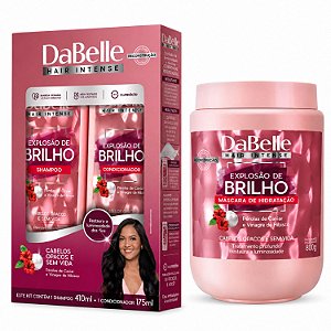 Kit DaBelle Explosão De Brilho: Shampoo 410ml e Condicionador 175ml + Máscara De 800g