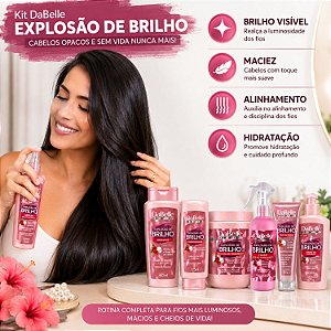 Kit DaBelle Explosão De Brilho: Shampoo 410ml e Condicionador 175ml + Máscara De 800g, Finalizadores