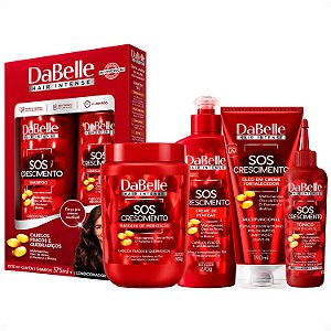 Kit Completo DaBelle Sos Crescimento: Com Shampoo 375ml e Condicionador 175ml + Máscara 800g e Finalizadores