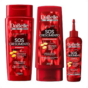 Kit DaBelle Sos Crescimento: Shampoo 250ml e Condicionador 200ml + Tônico Fortificante